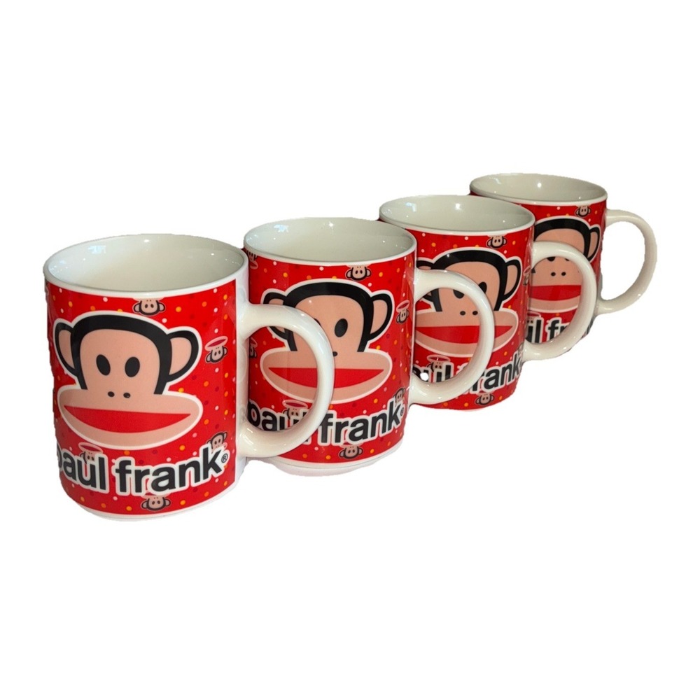 Paul Frank Mug Monkey Red 12oz Classic Ceramic‎ Collection 2025 Set Of 4 NEW